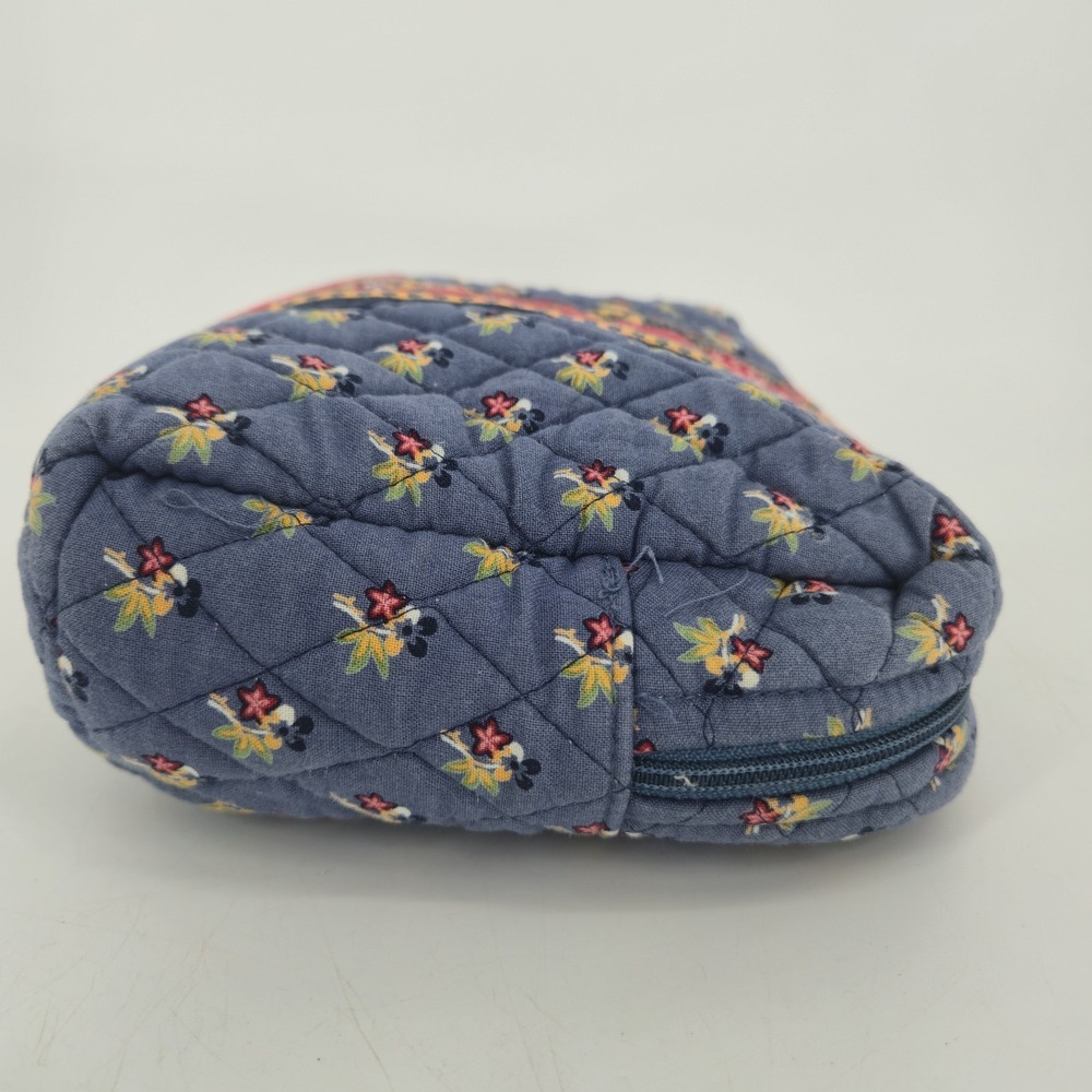 Vera Bradley Provencal Large Cosmetic Bag Blue Red Quilted Cotton Made USA Pouch - Picture 6 of 11